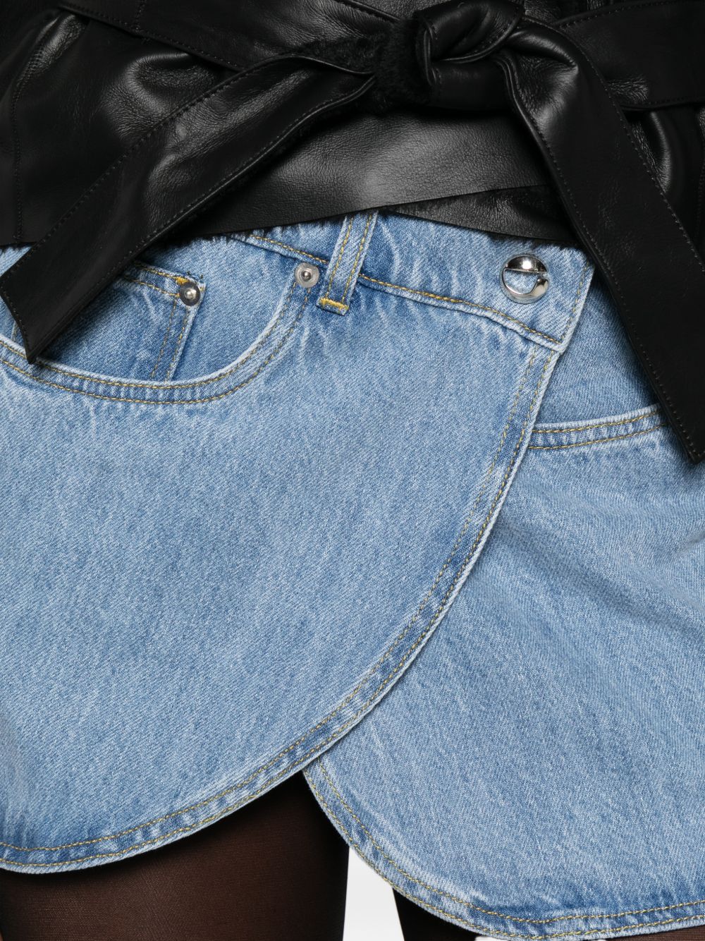 Asymmetrical Denim Skirt With Button Detail