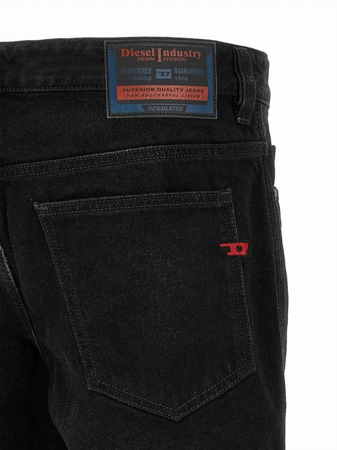 Flared Black Denim Pants with Five-Pocket Design