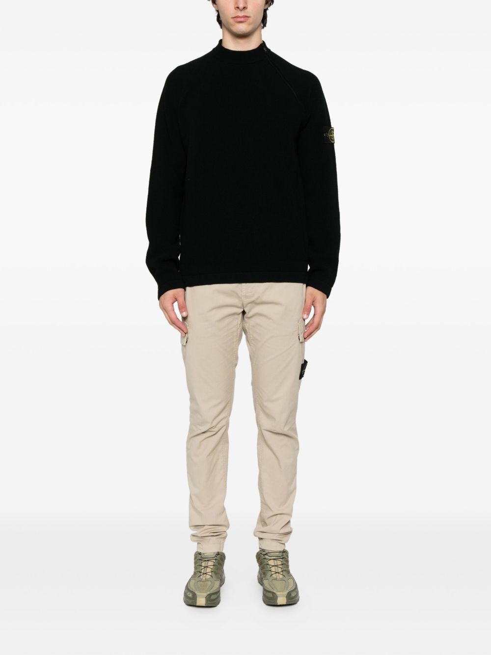 Textured Honeycomb Stitch Mock Neck Sweater