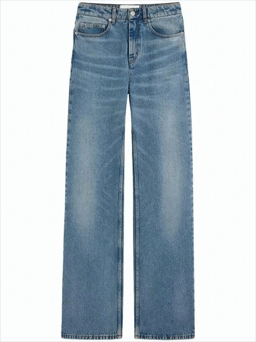Straight-Leg Denim Pants with Subtle Fading