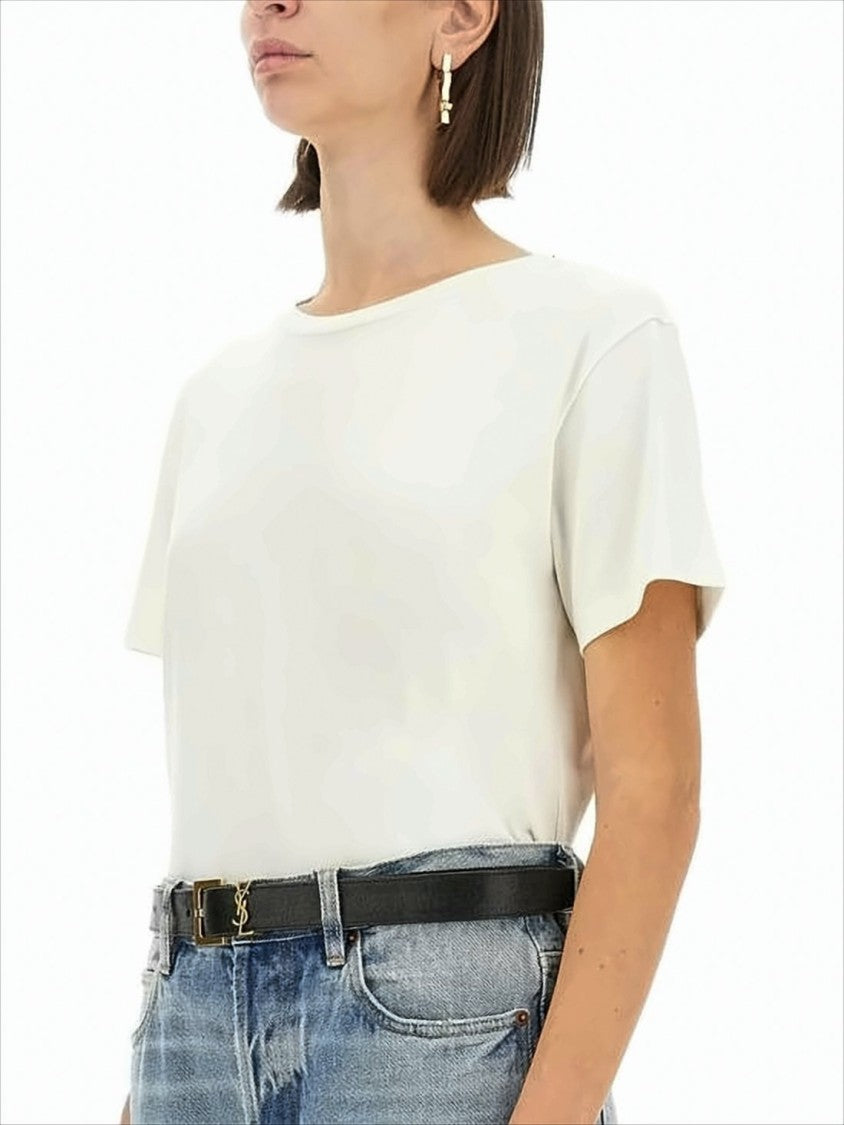 Boxy Short-Sleeve T-Shirt with Classic Round Neckline