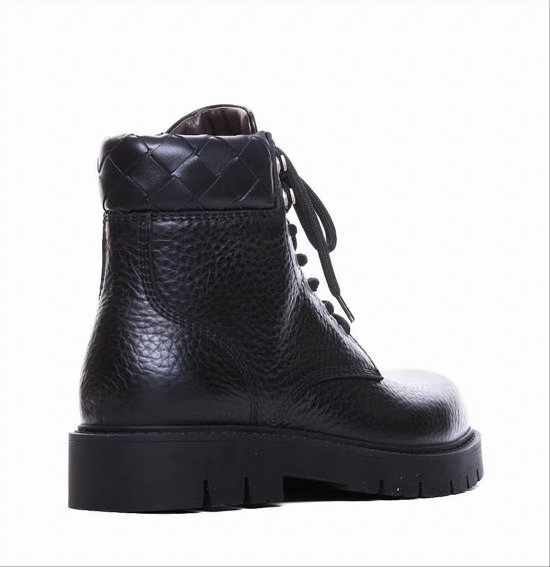 Textured Leather Lace-Up Boots