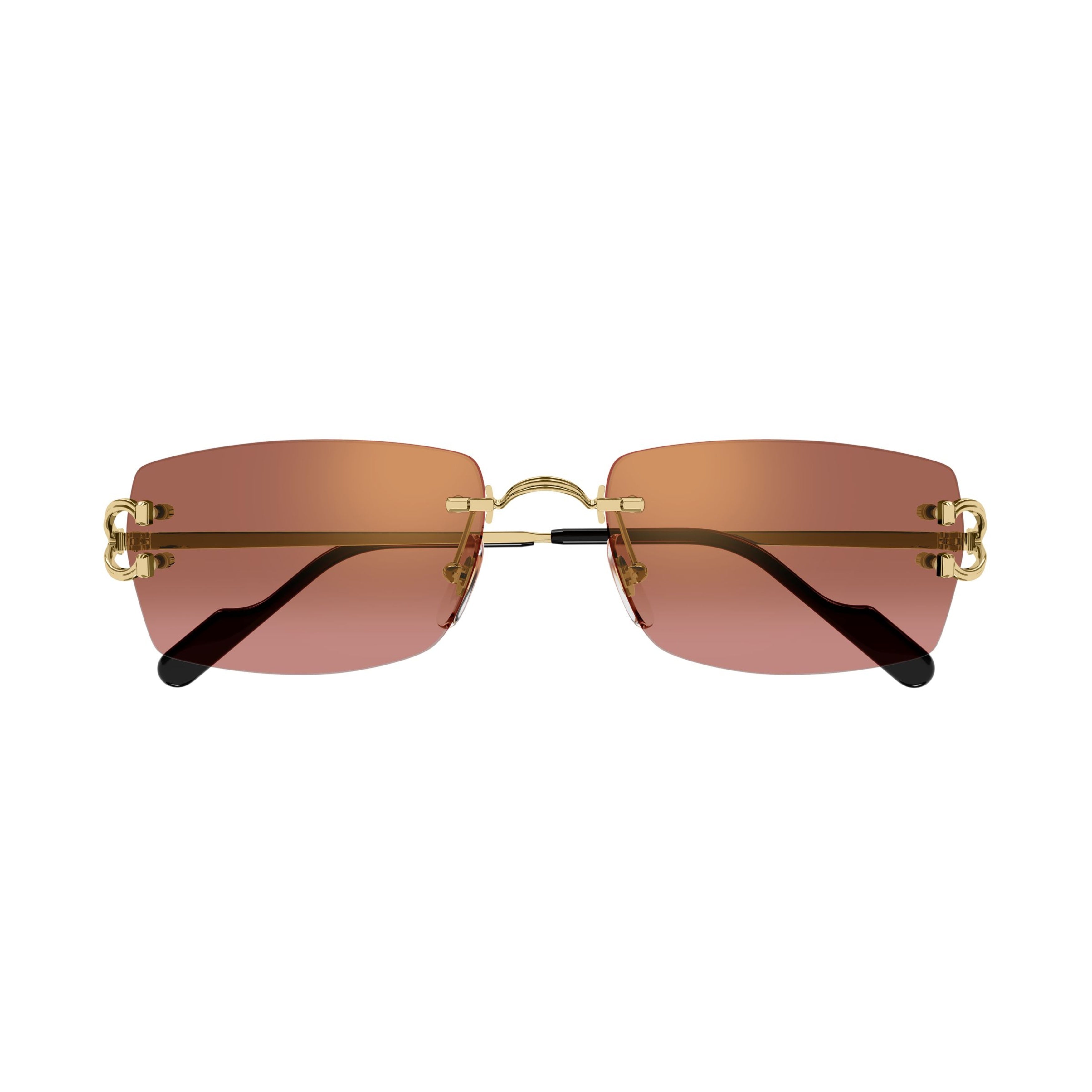 Rimless Sunglasses With Rectangular Brown Gradient Lenses
