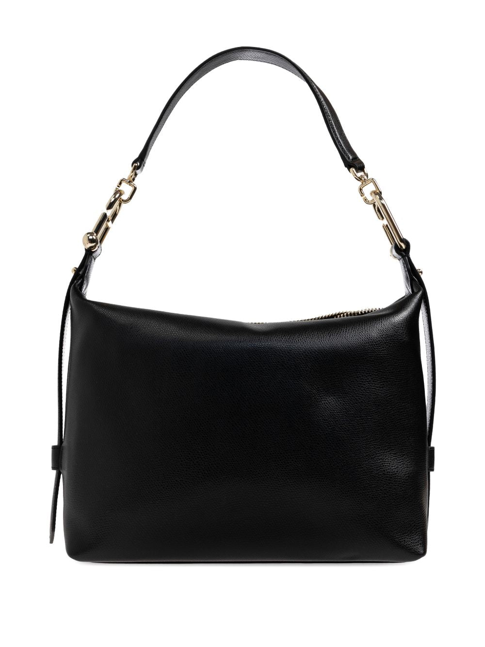 Rectangular Leather Handbag With Gold Hardware Accents