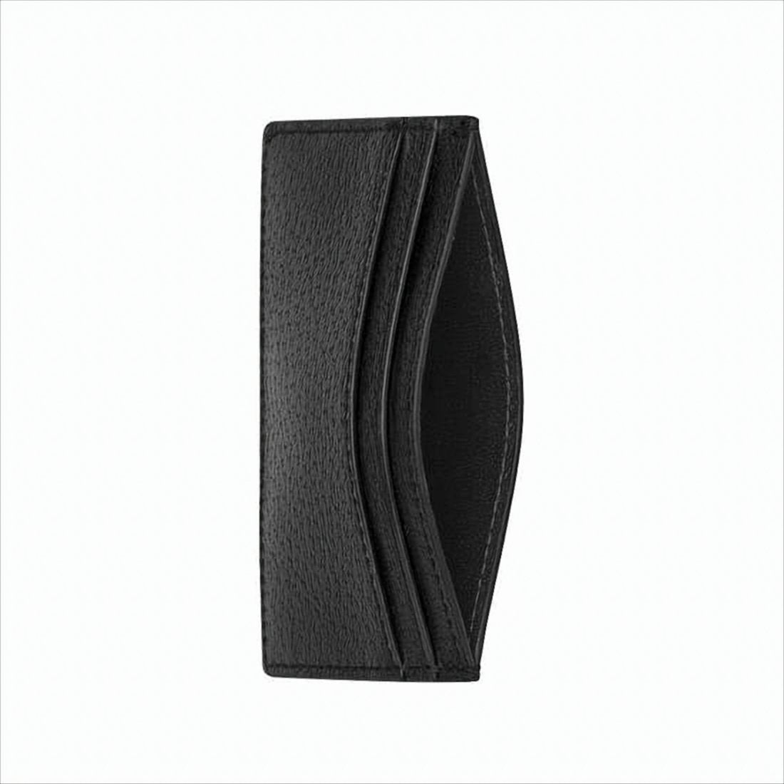 Sleek Textured Leather Card Wallet with Gold-tone Double-G Accent