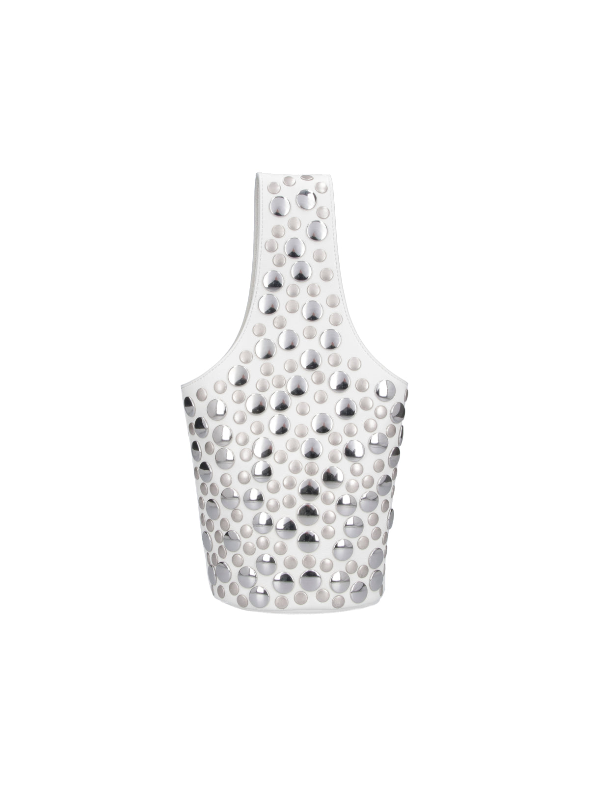 White Livia Small Studs Leather Tote