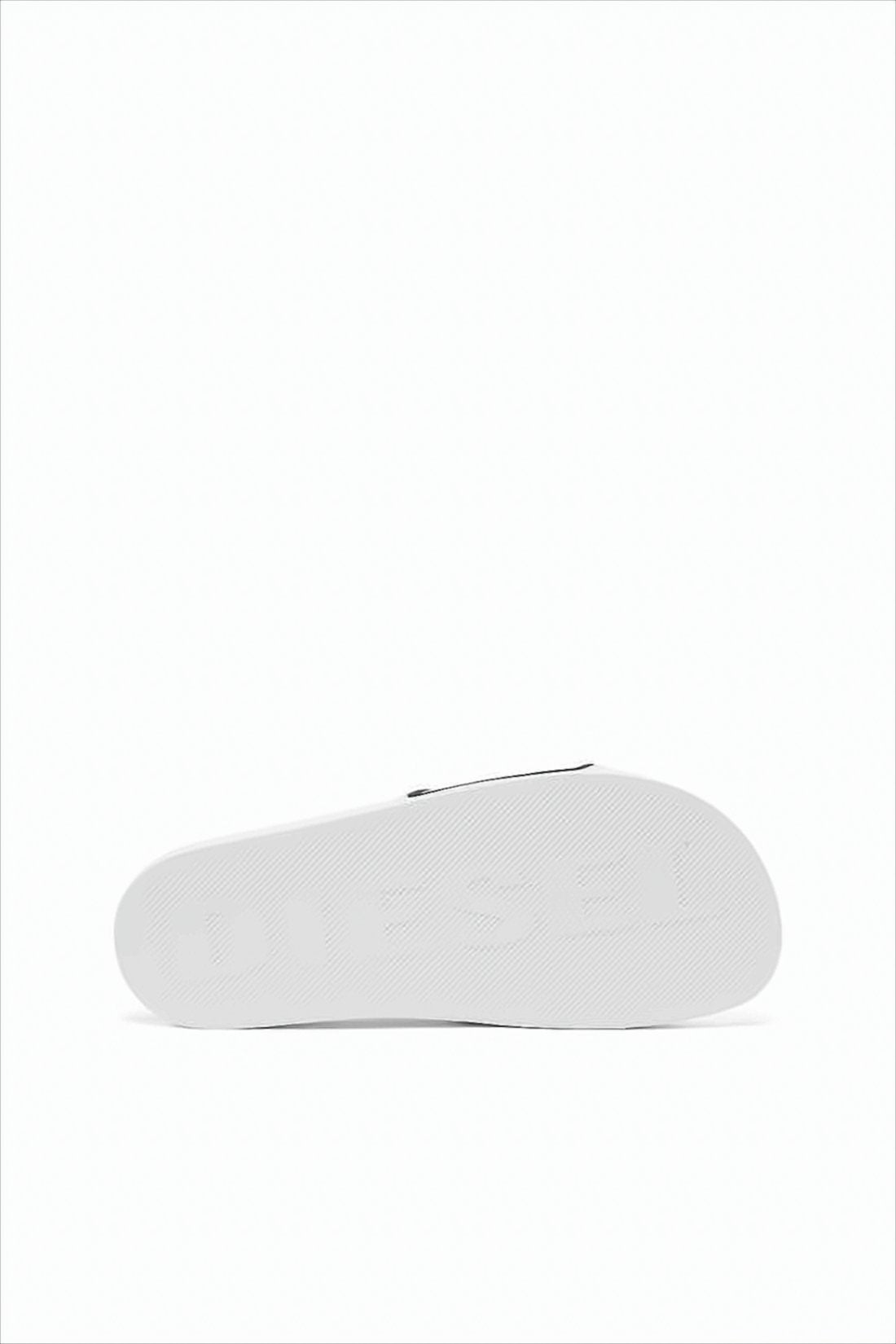White Slide Sandals with Bold Branding