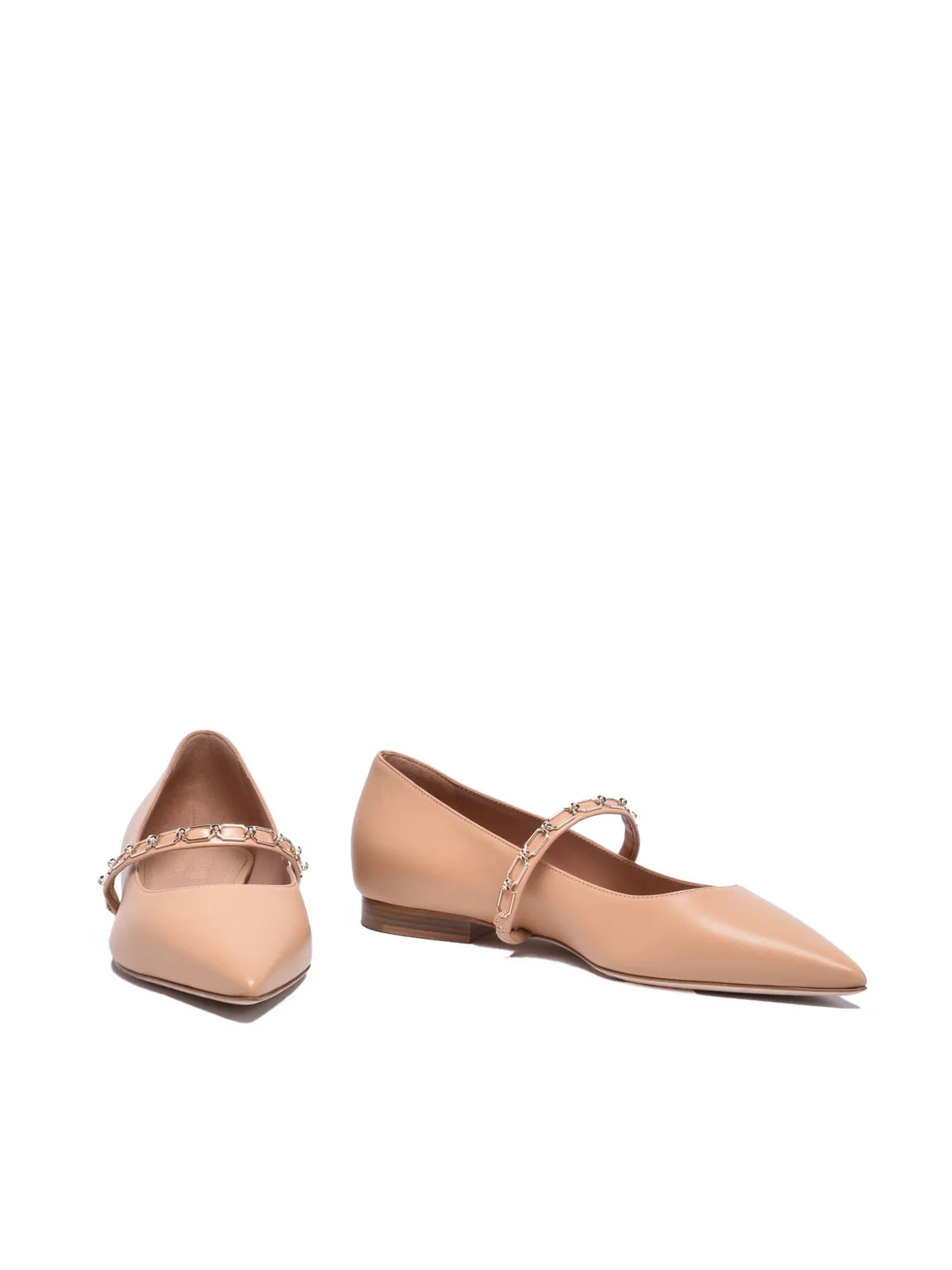 Beige Leather Women's Leather Ballerina