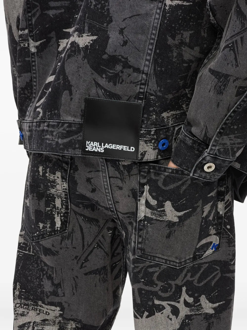 Classic Denim Jacket with Abstract Graffiti Print