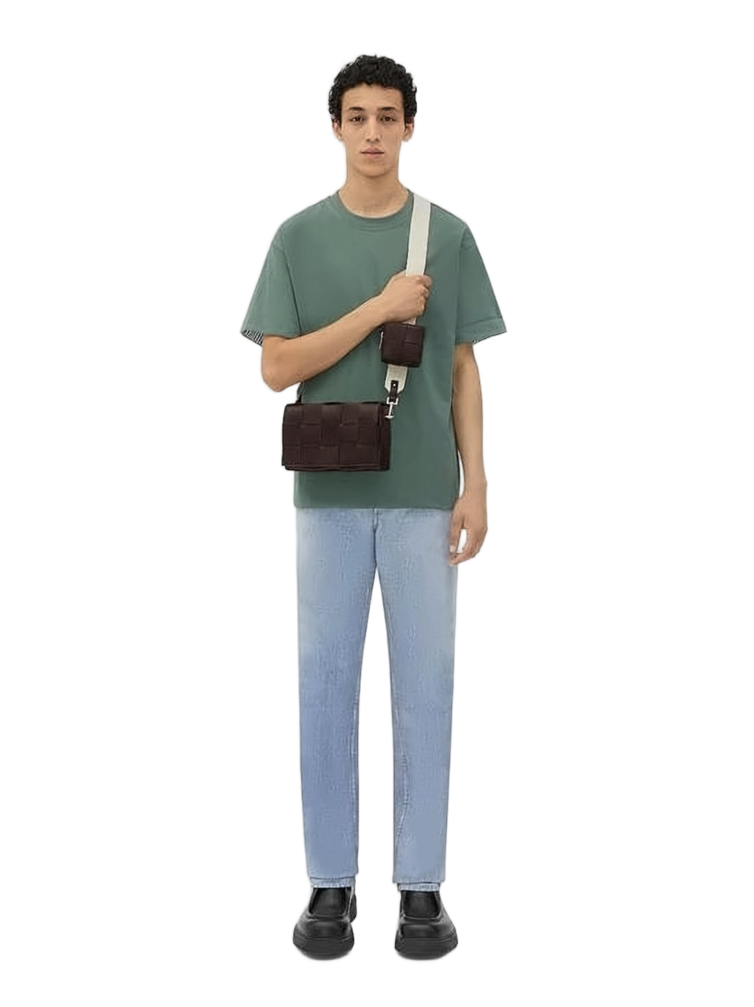 Woven Leather Rectangular Crossbody Bag