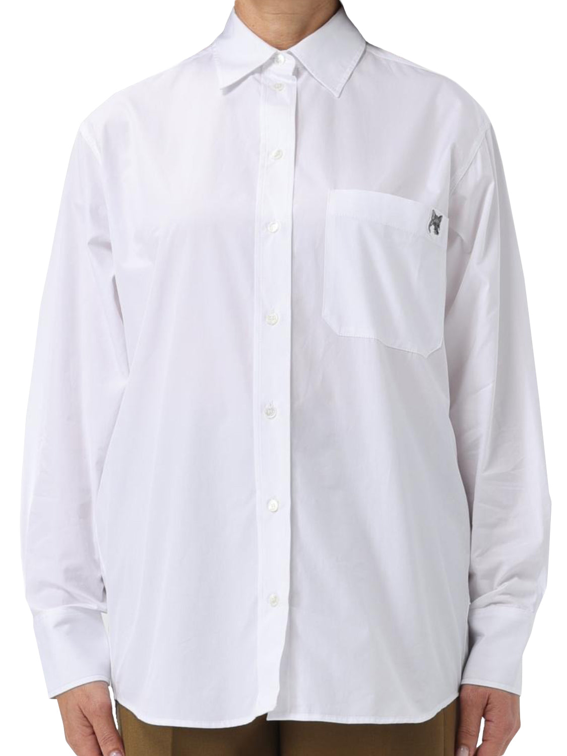 Classic White Button-Up Shirt With Oversized Sleeves
