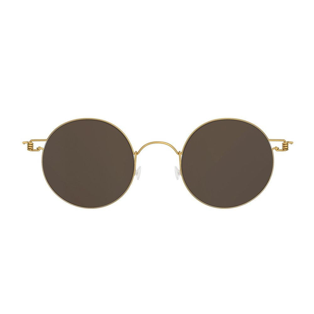 Sun Titanium Rim 8222 Pgt/Pgt/Sl111 Gold Round Titanium Rim Sunglasses