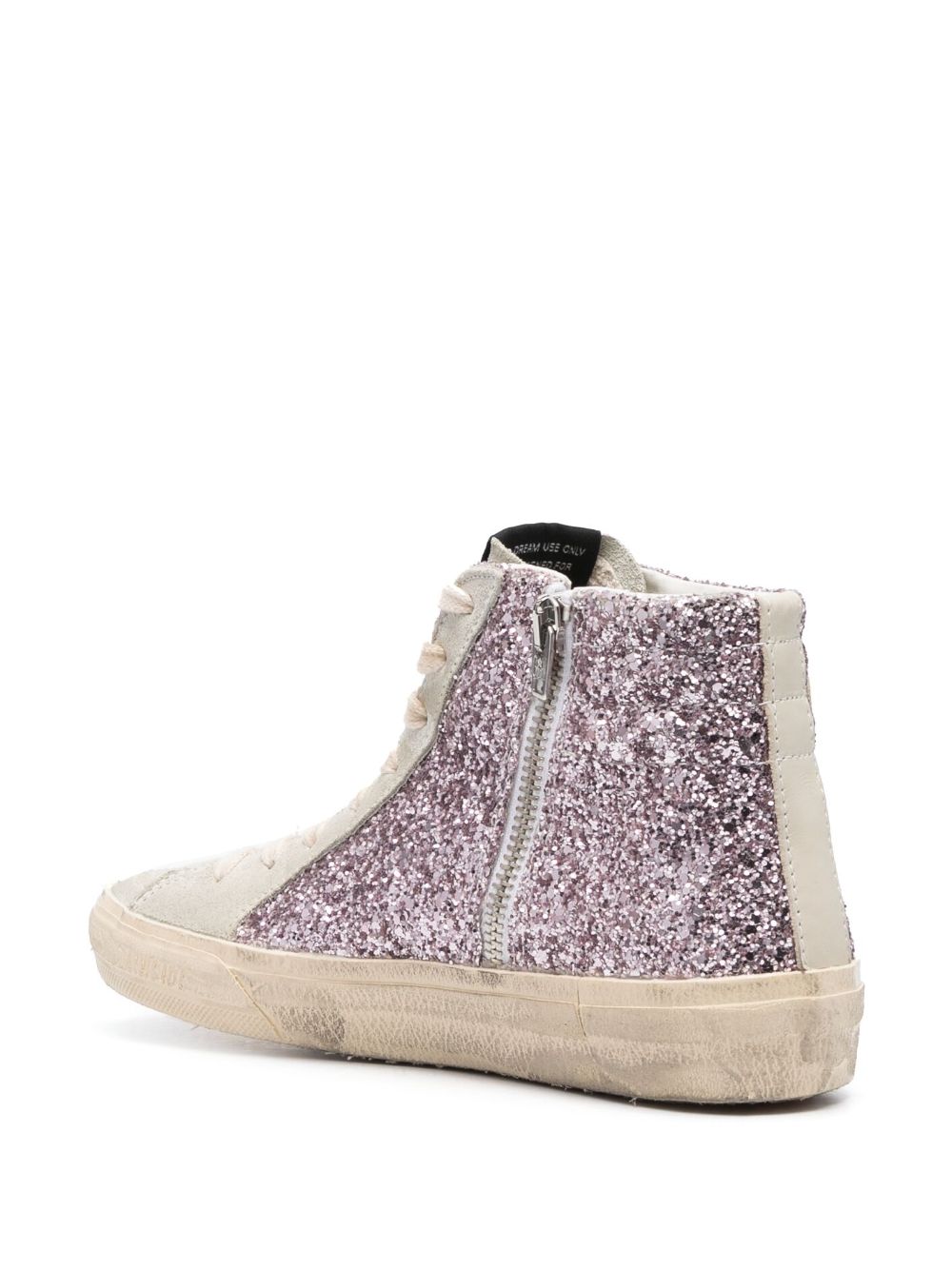 High-Top Sneakers with Glittery Textured Fabric