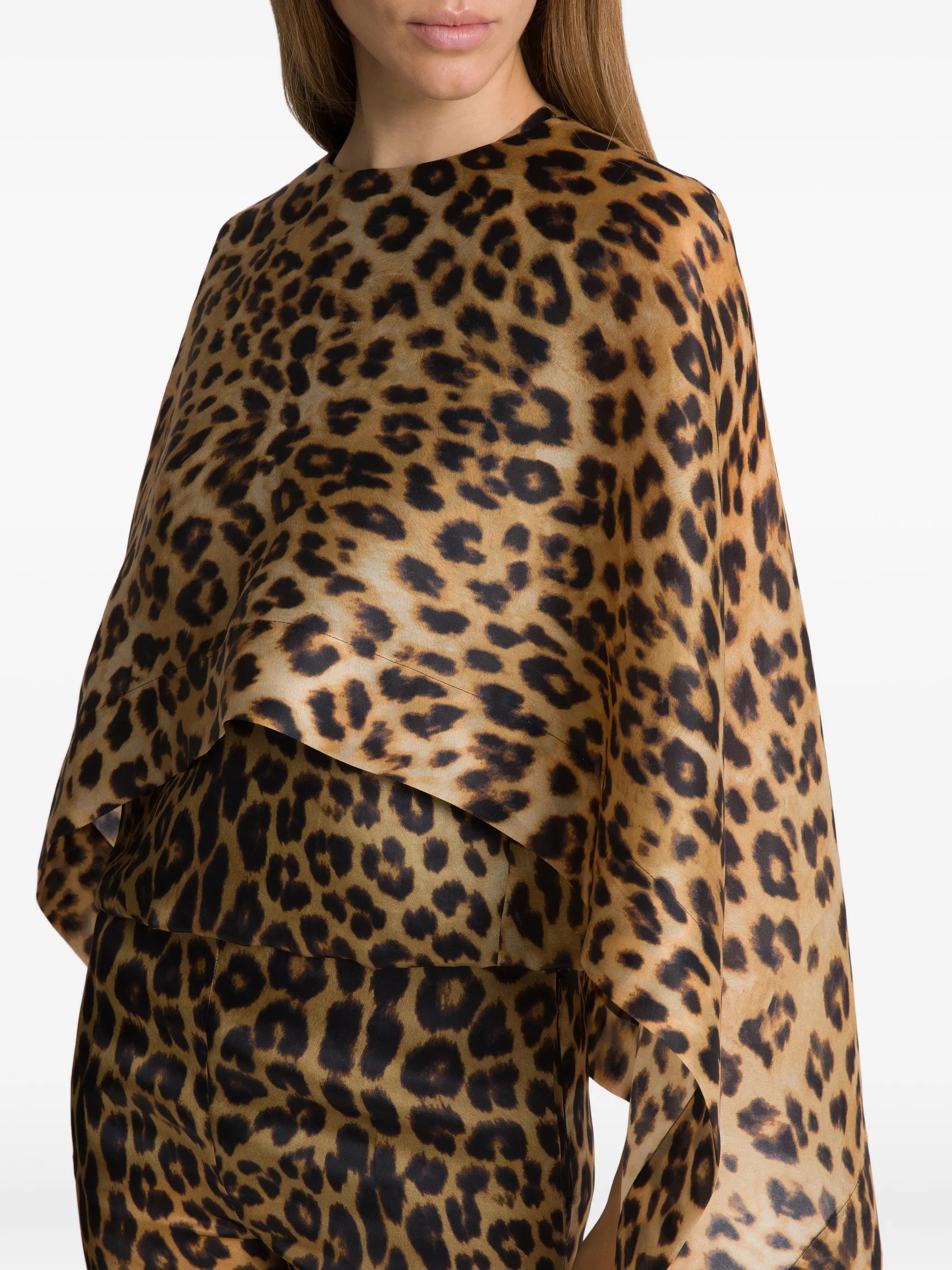 Brown Leopard Print Silk Top