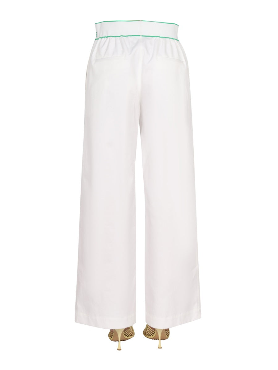 Embroidered Reverse Printed Cotton Twill Trousers