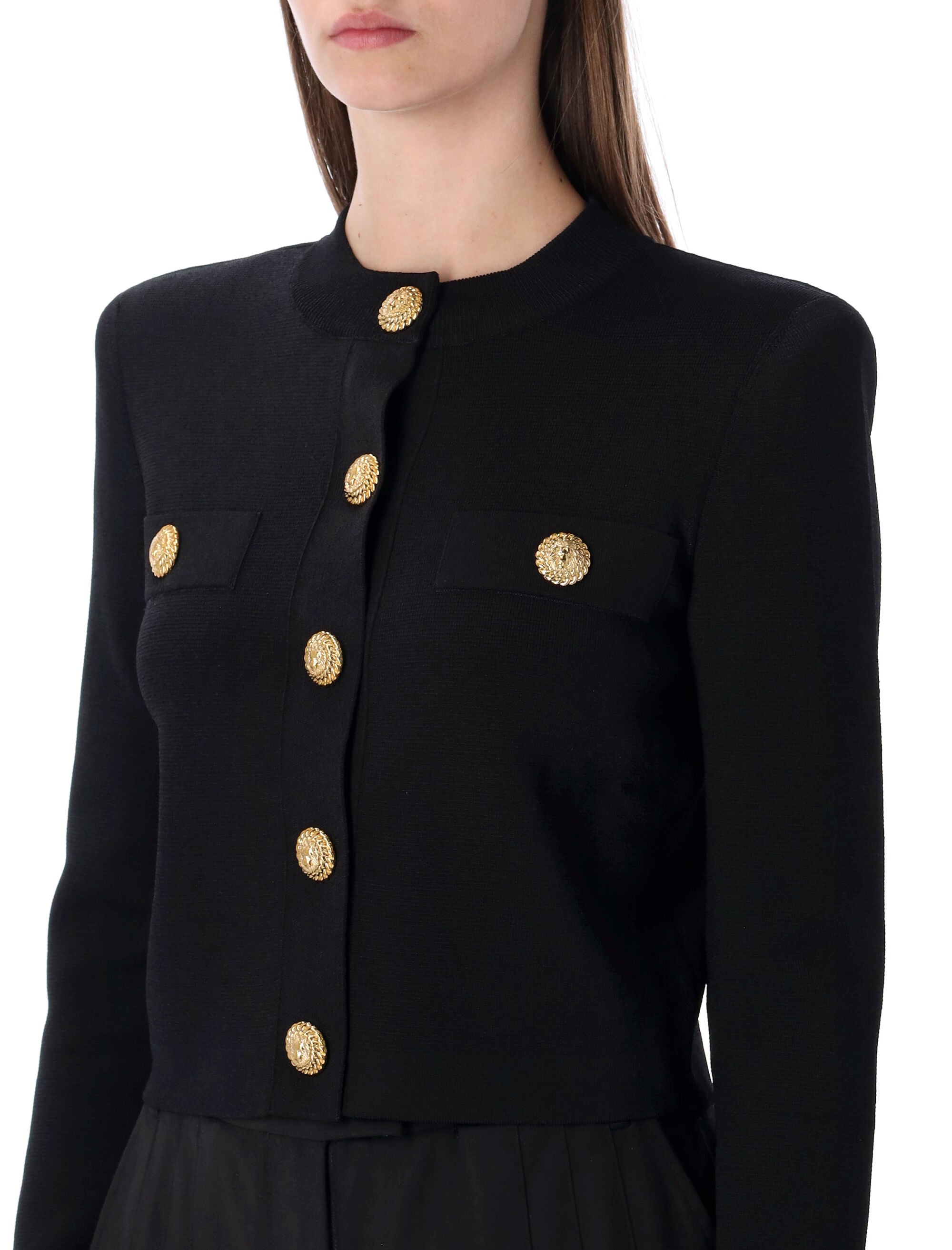 Lion-Button Black Cardigan