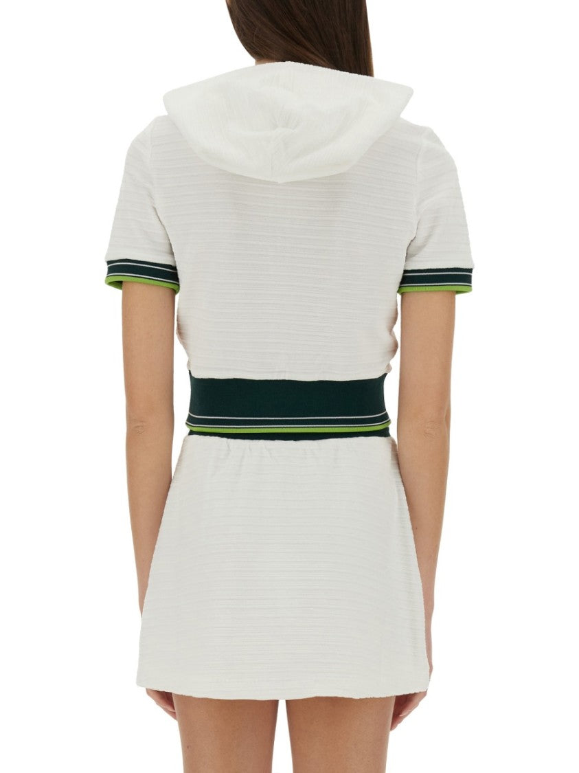 Cropped Tennis Shirt With Zip-Up Front