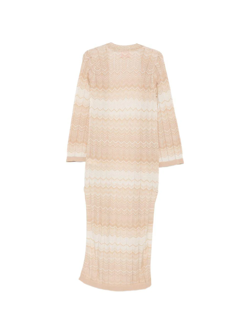 Chevron Knit Open-Front Cardigan with Gradient Pattern
