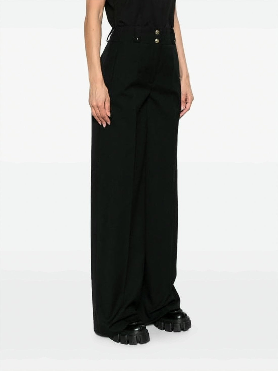 High-Waist Black Wide-Leg Suit Pants