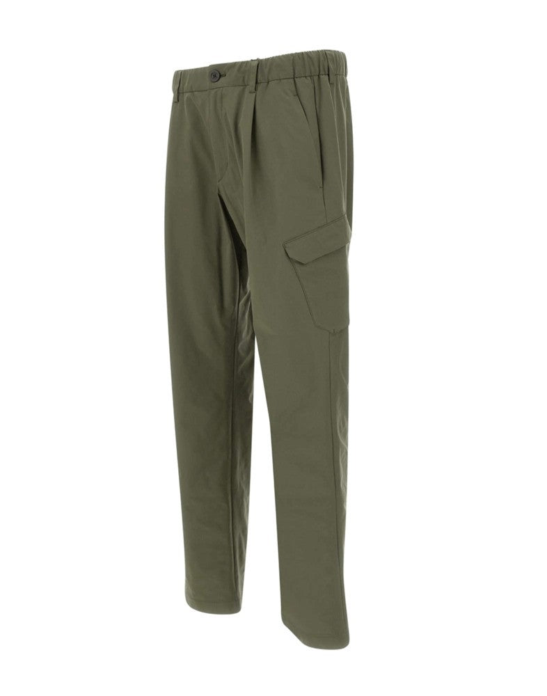 Green Cargo Trousers With Rear Elastic Waistband