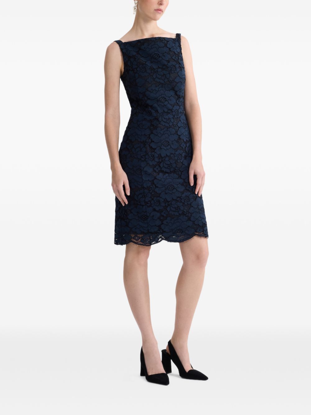 Floral Lace Square Neck Sleeveless Dress