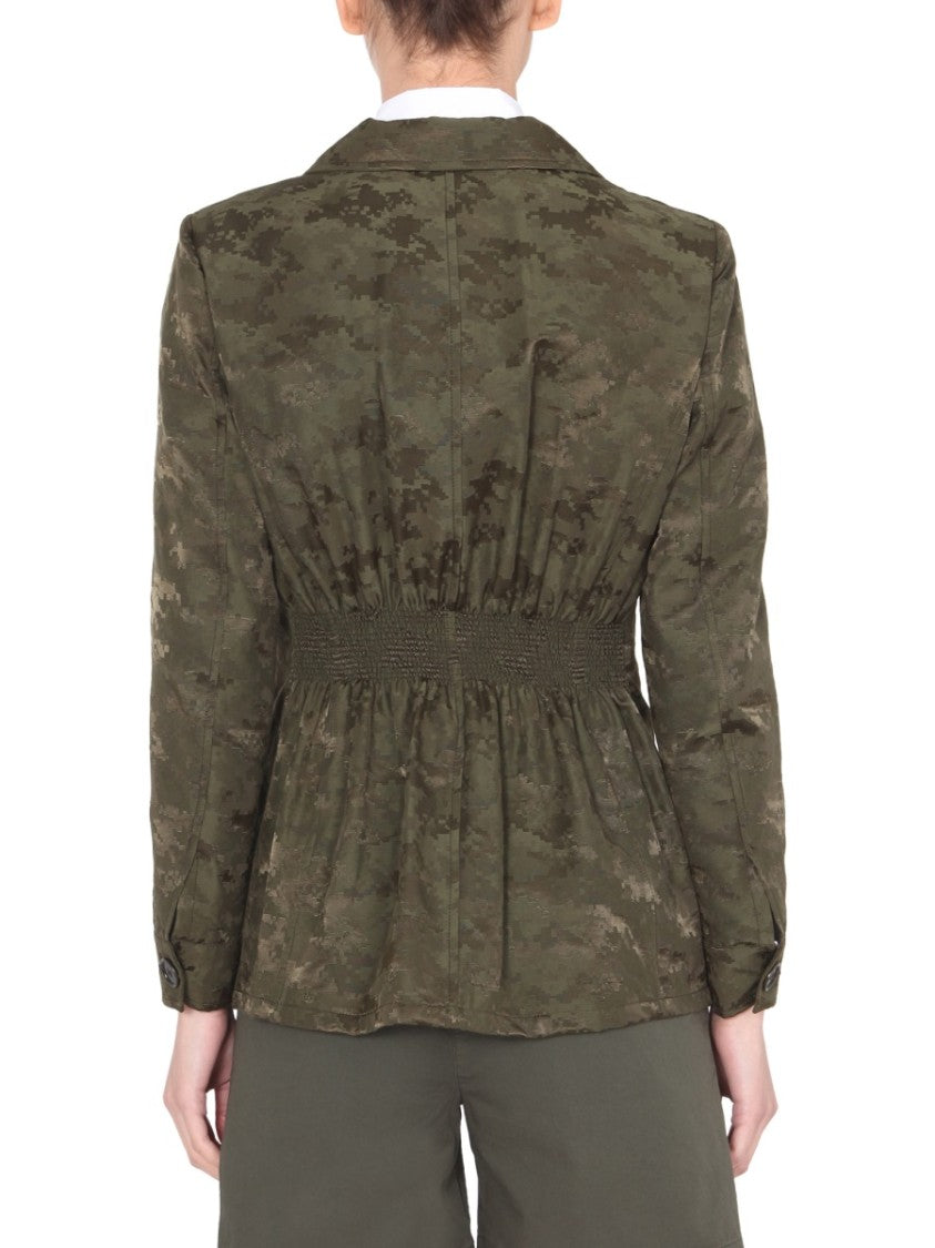 Green Camouflage Patterned Regular Fit Jacket