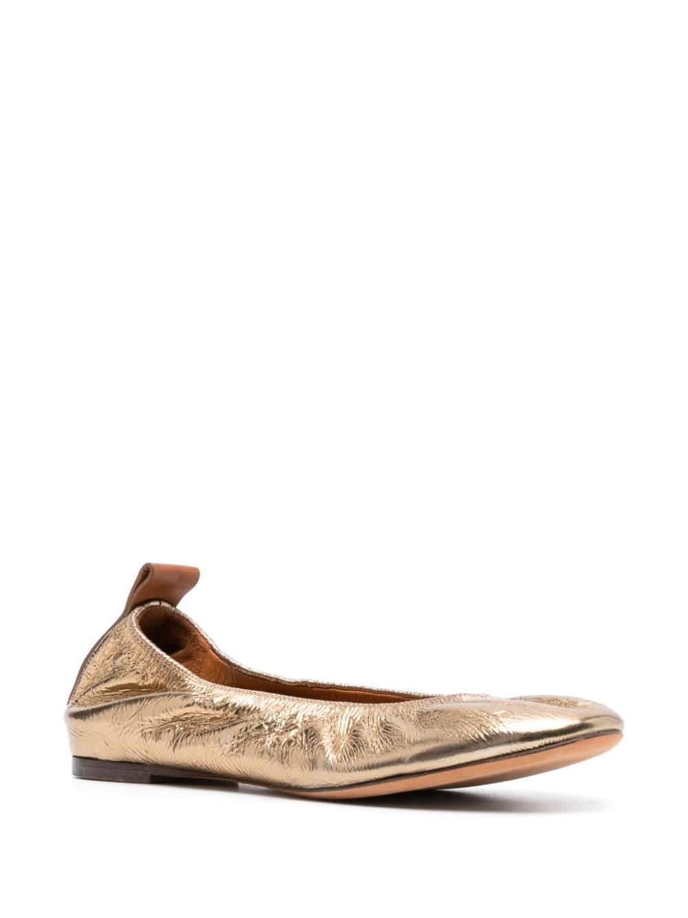 Metallic Leather Ballerina Flats