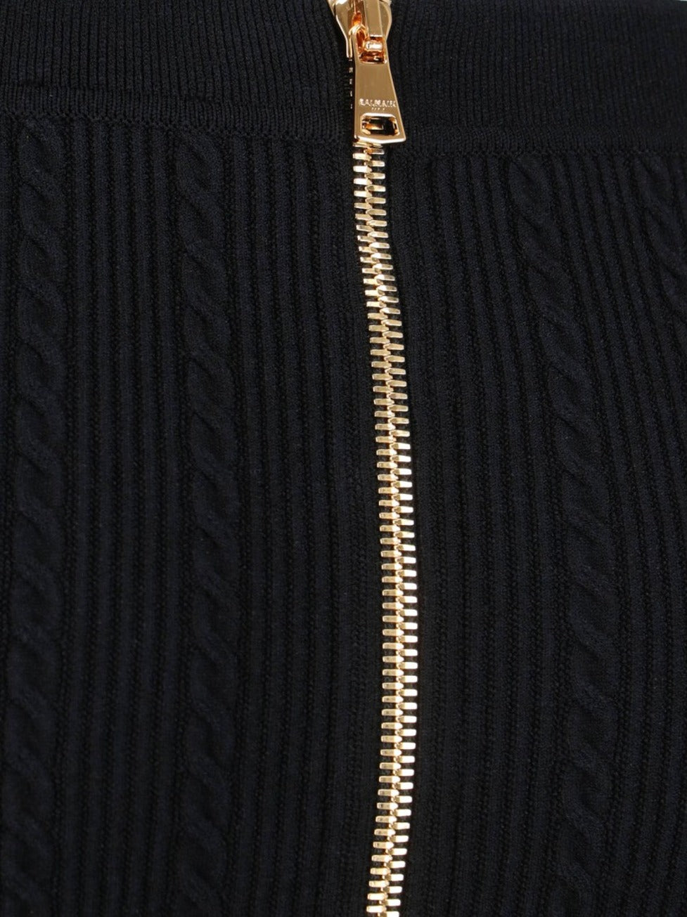 Ribbed Black Midi Skirt