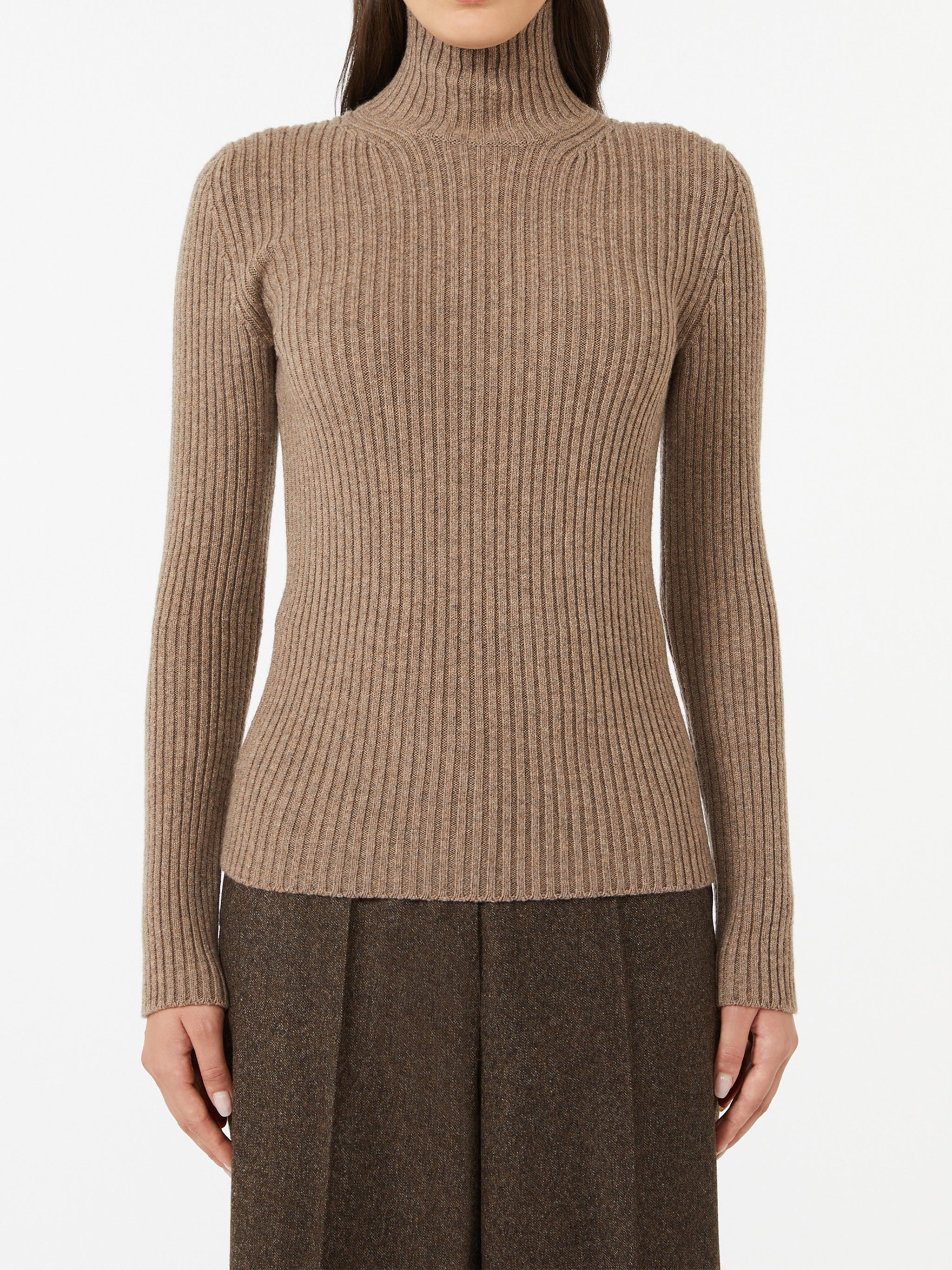Black Aral1234 Ribbed Knit High Sweater
