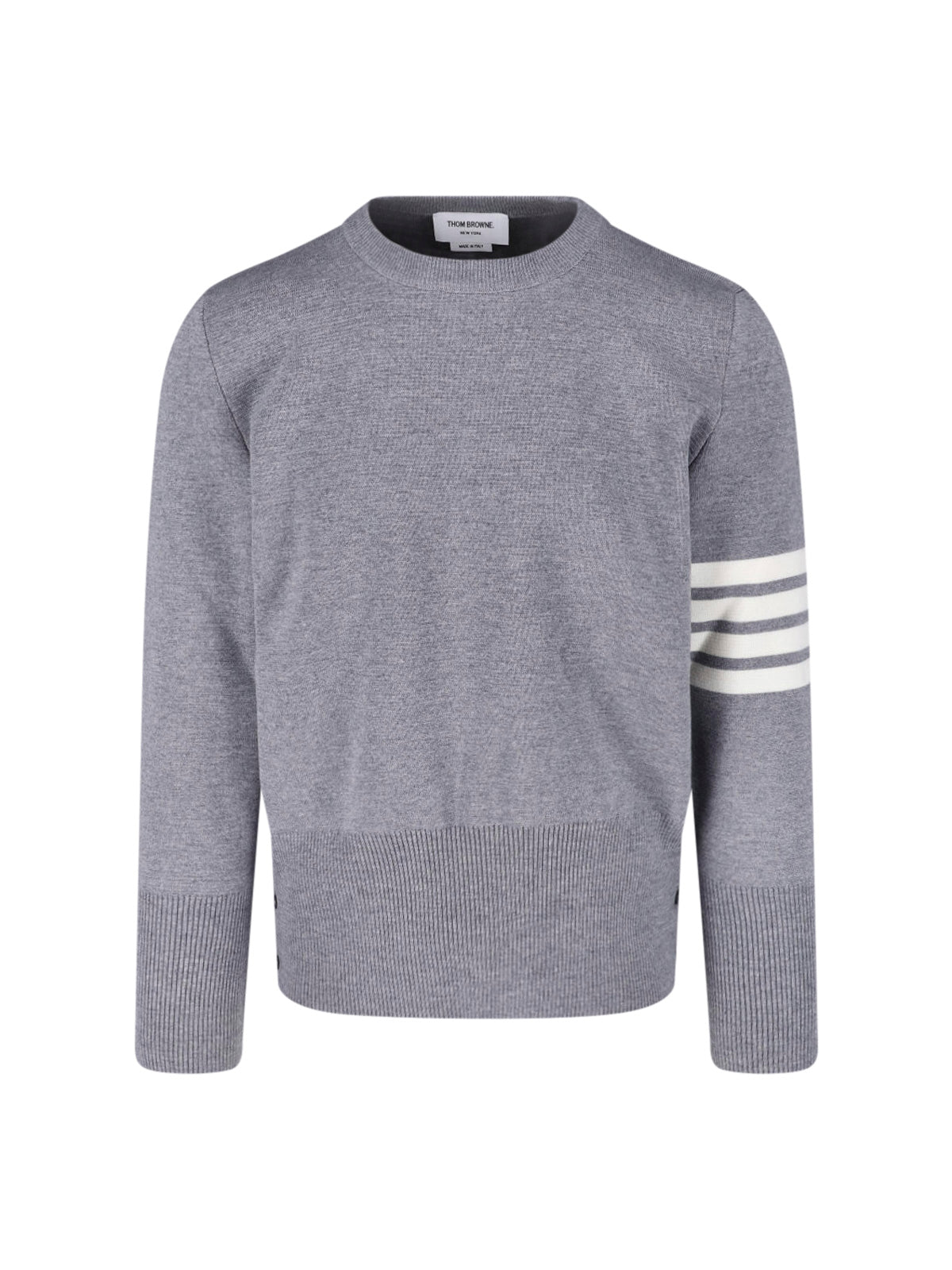 Crew Neck Knit Sweater with Distinctive Stripe Details