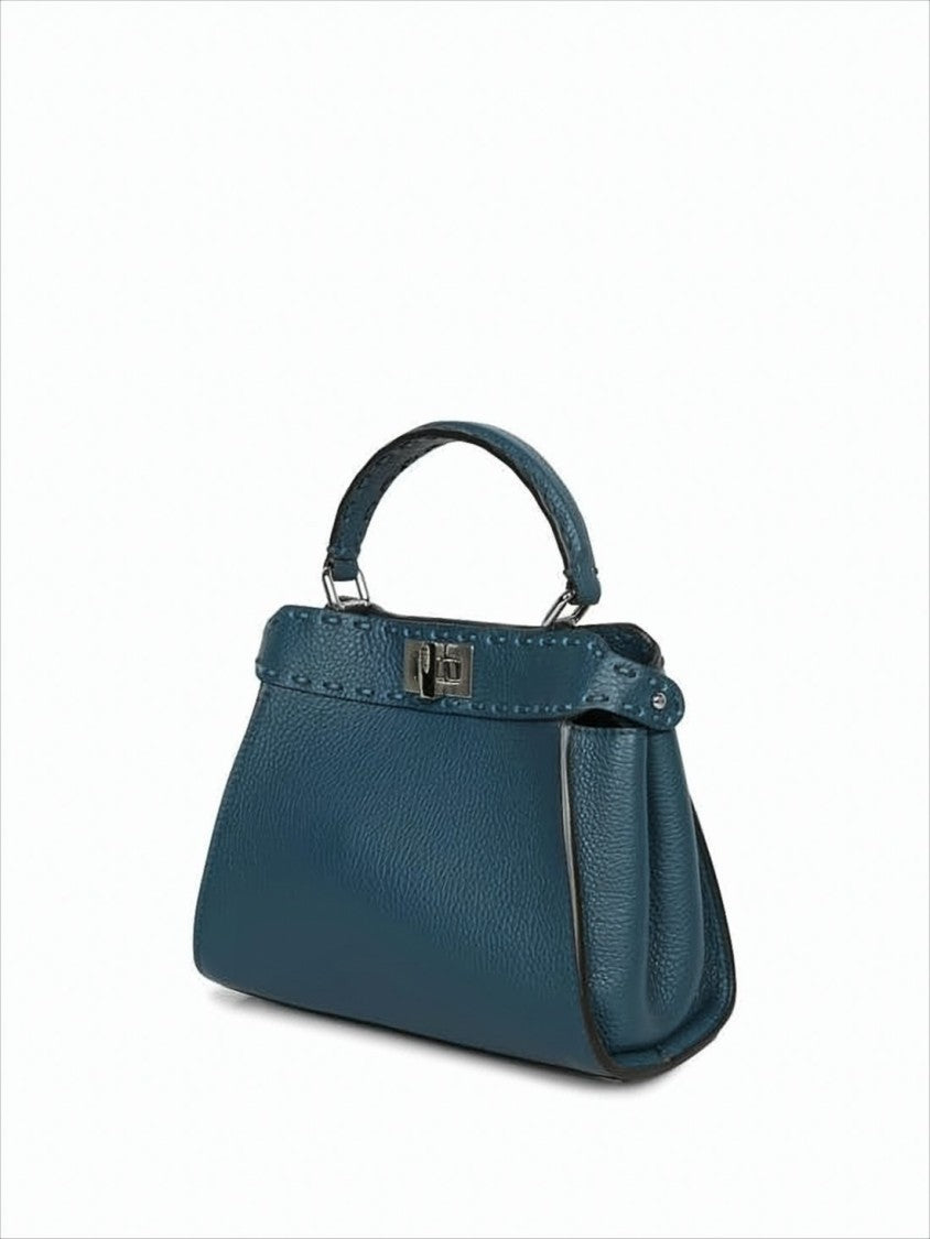 Structured Textured Blue Shoulder Bag