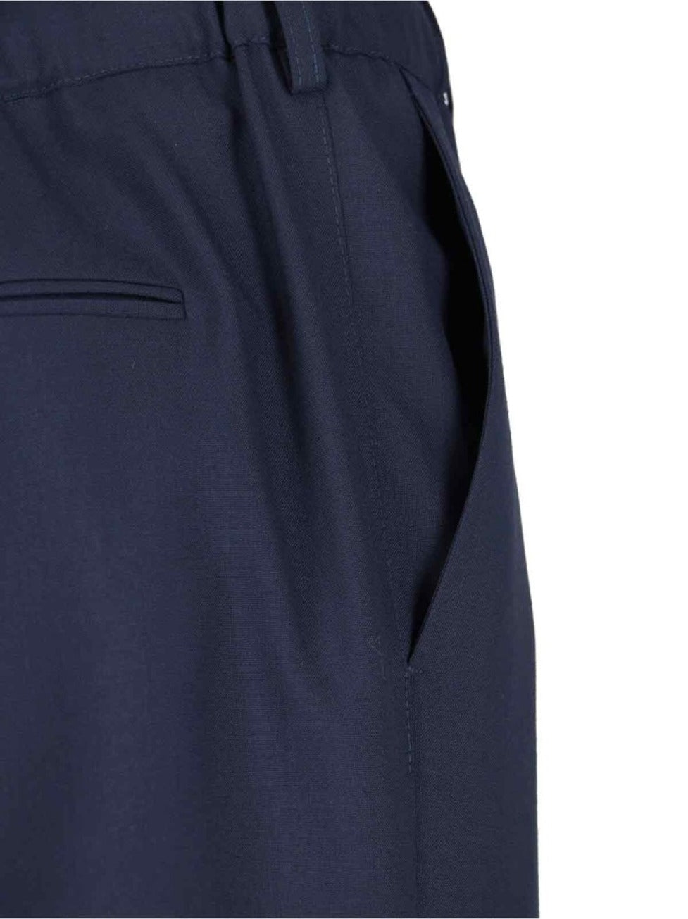 Navy Wool Bootcut Pants