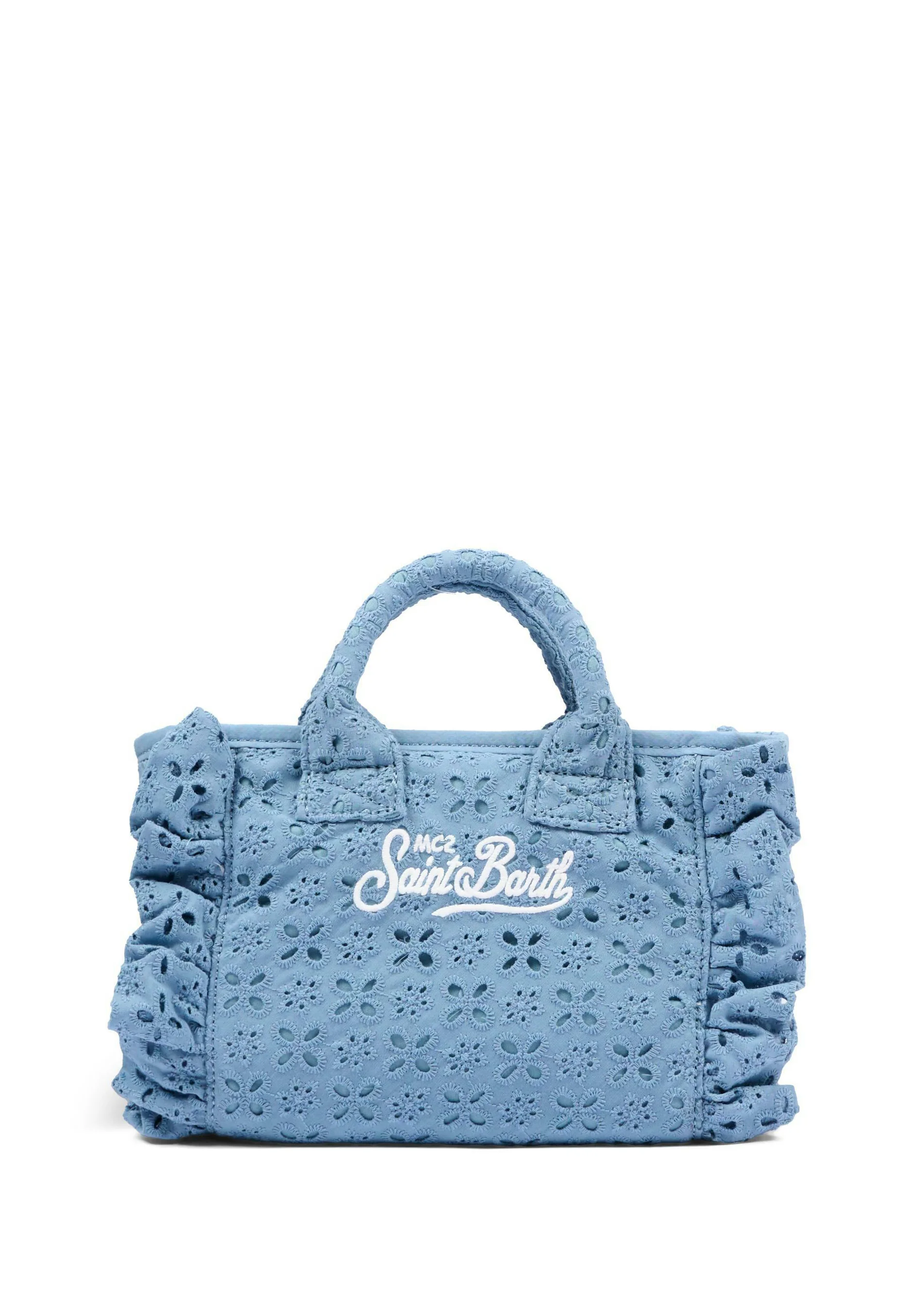 Rectangular Handbag with Floral Cut-Out Patterns