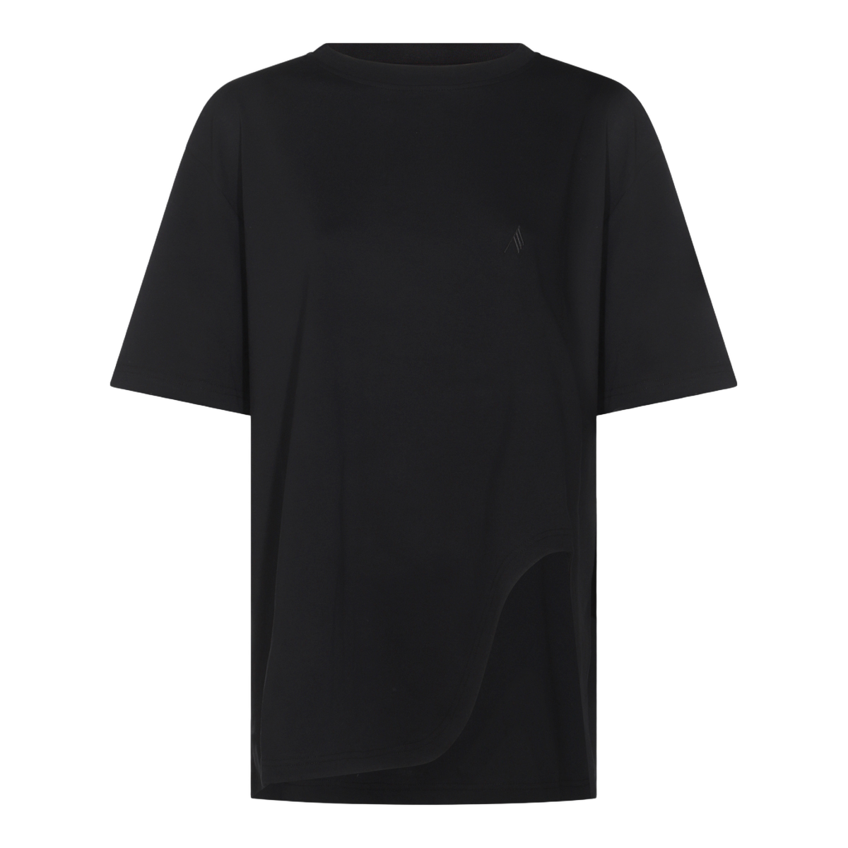 Relaxed-Fit Black T-Shirt with Asymmetrical Hem