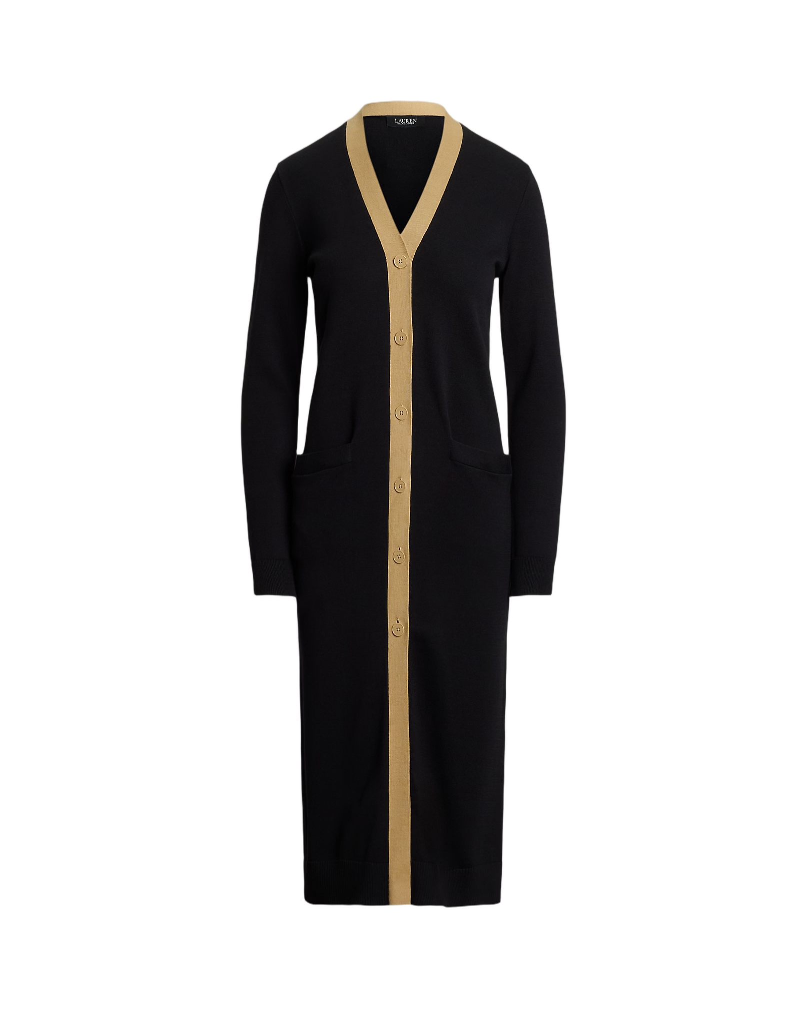 Long Sleeve Cardigan With Birch Tan Trim