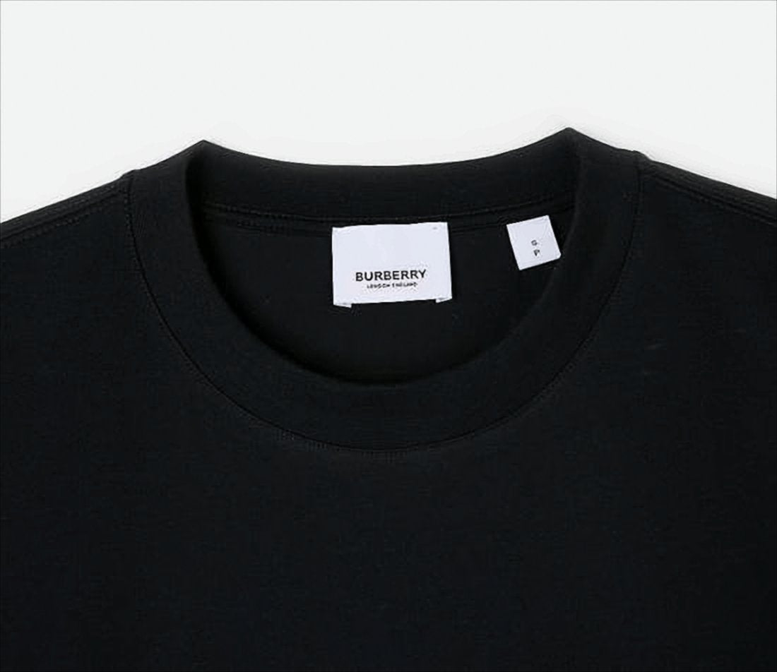 Black T-Shirt With Distinctive Plaid Short Sleeves