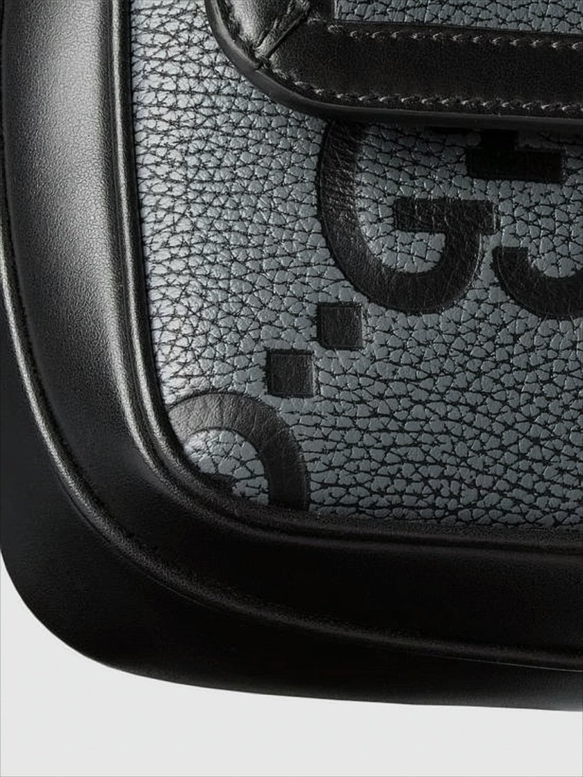 Textured Cowhide Leather Crossbody Bag with Embossed Logo