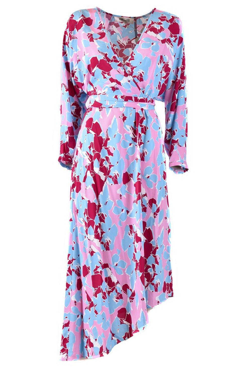 Viscose Wrap Dress With Asymmetrical Hem And Belted Waist