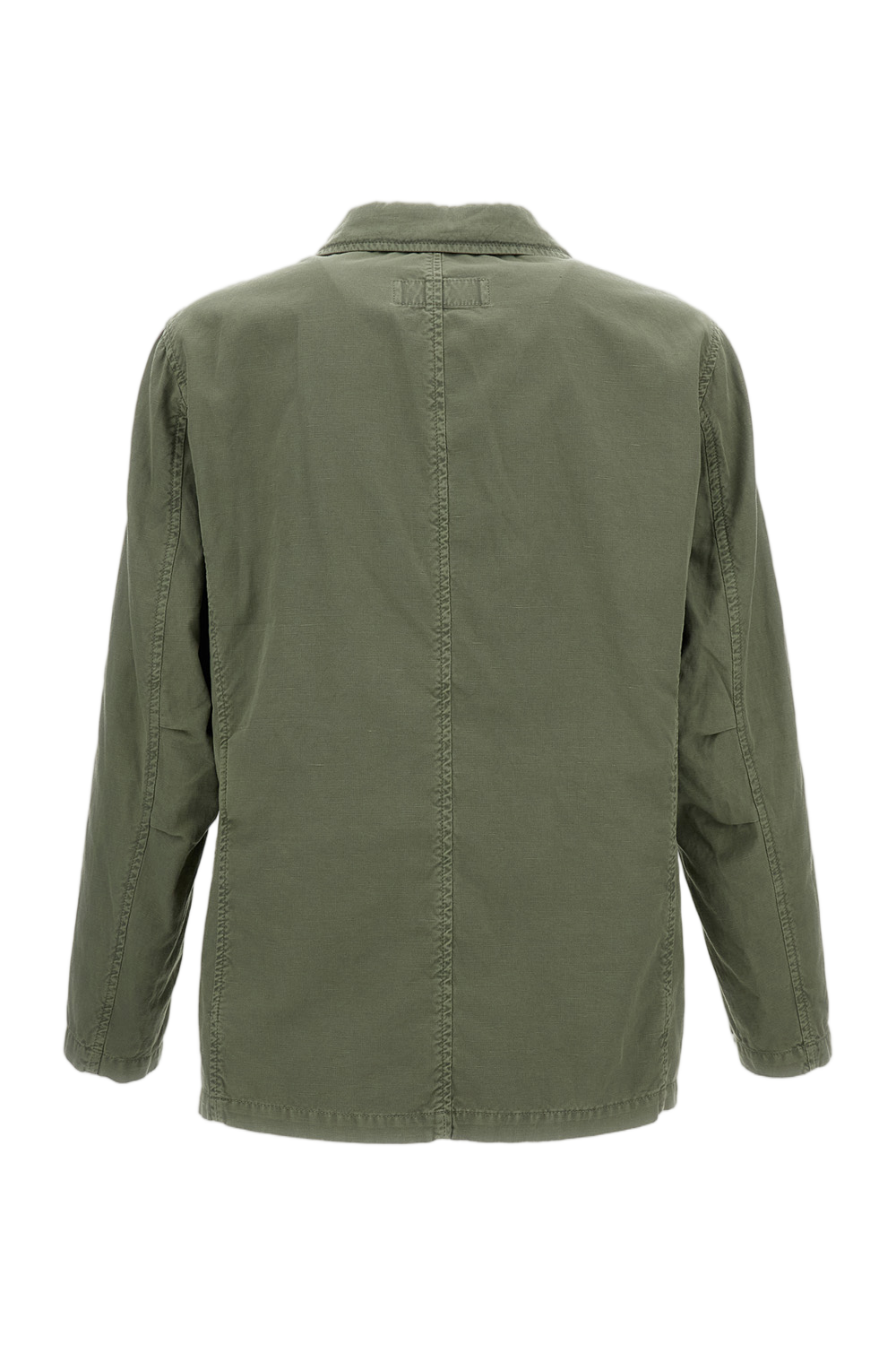 Unlined Green Gabardine Jacket with Flap Pockets and Gusseted Elbows