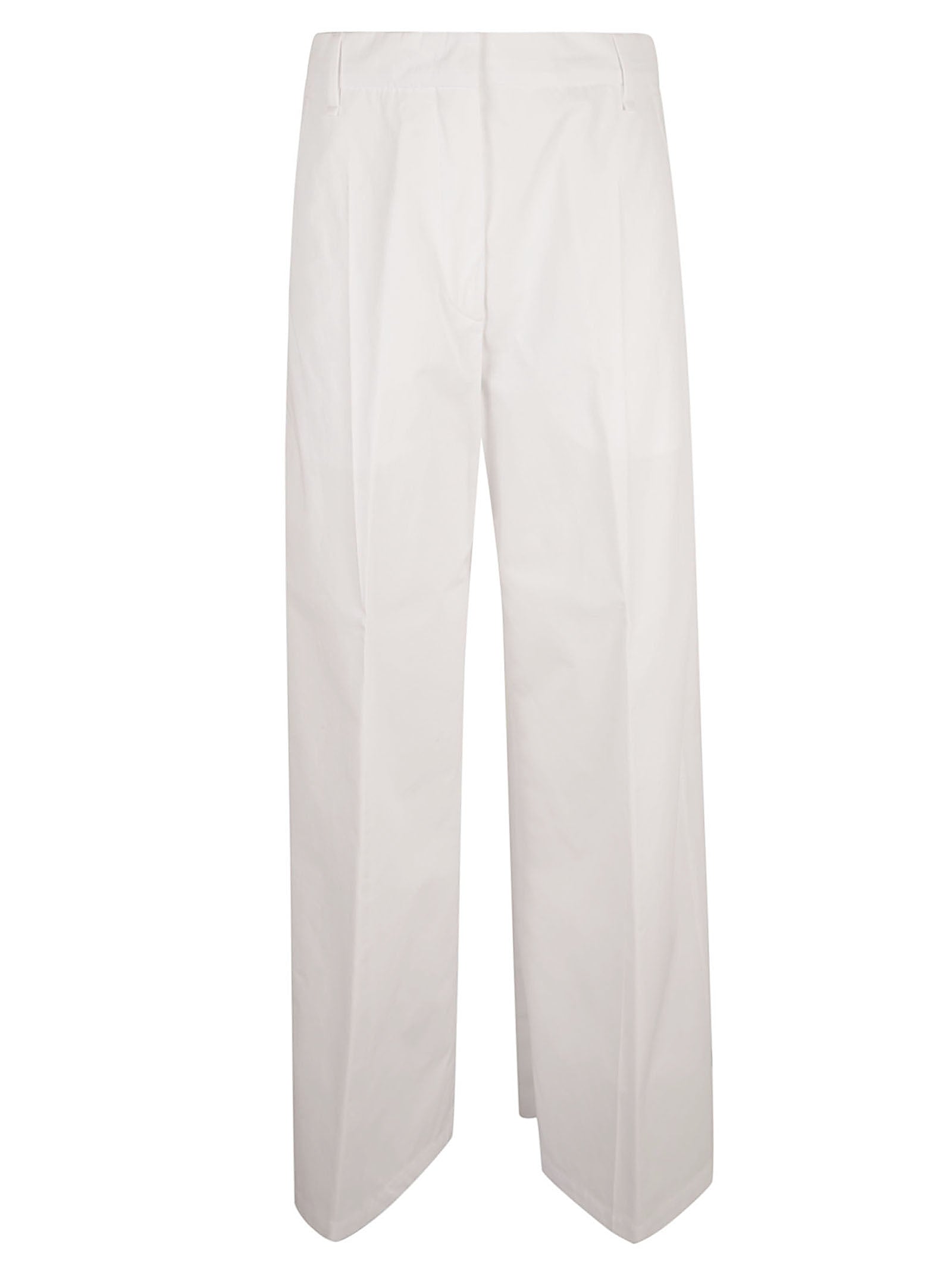 Wide-Leg White Trousers with Design