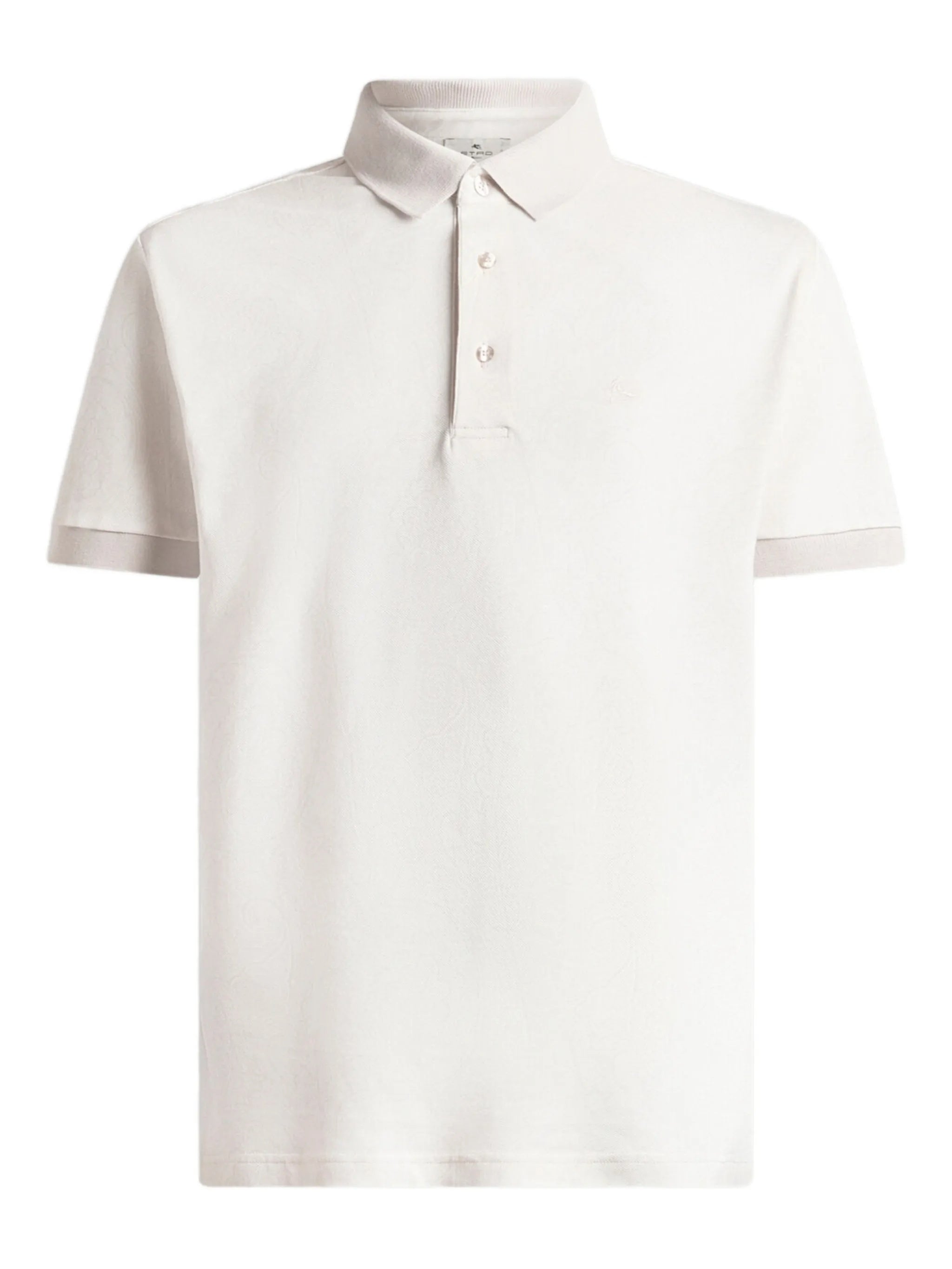 White Roma Short-Sleeve Textured Cotton Polo