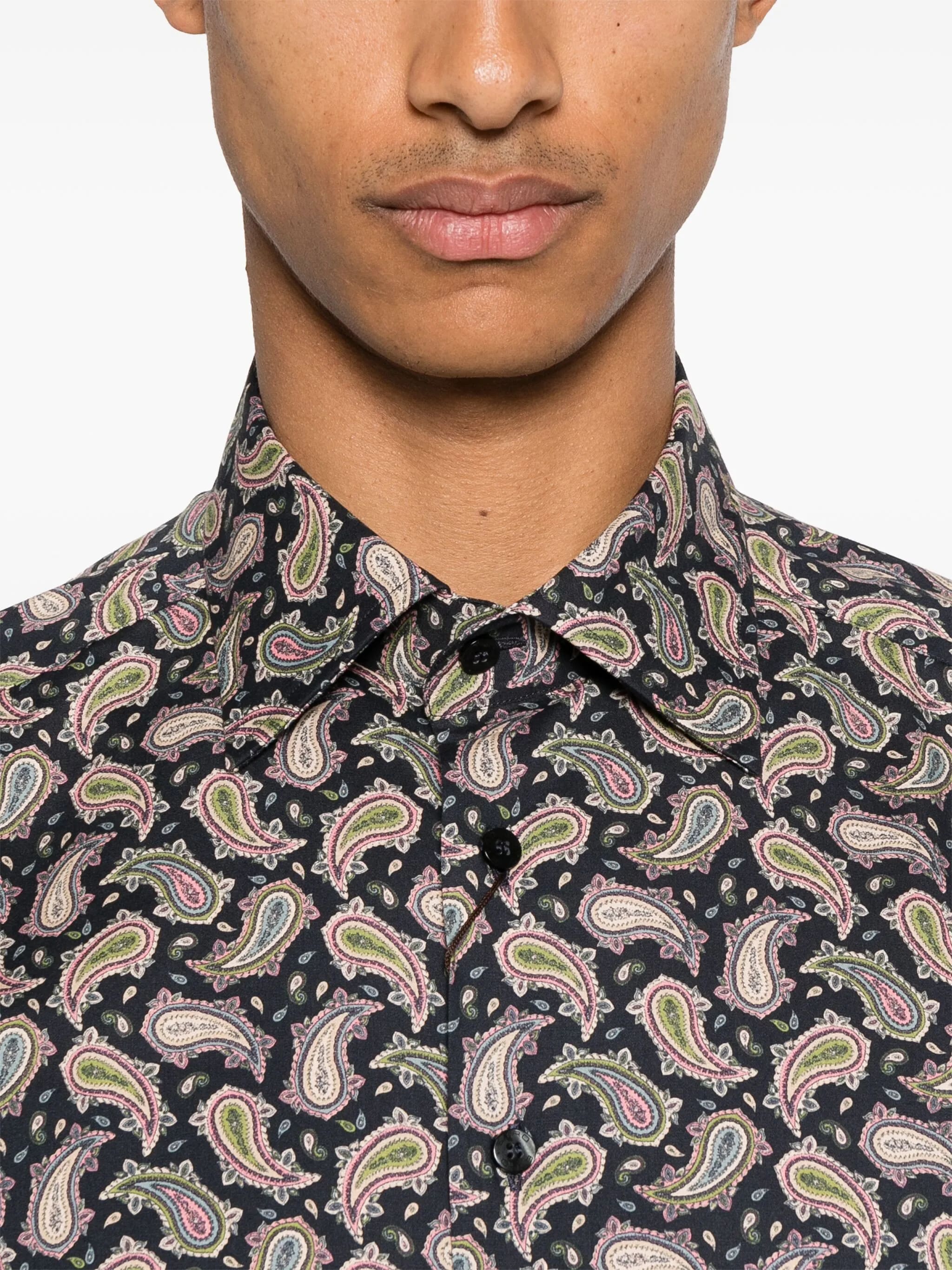 Roma Tailored Black Paisley Cotton Shirt