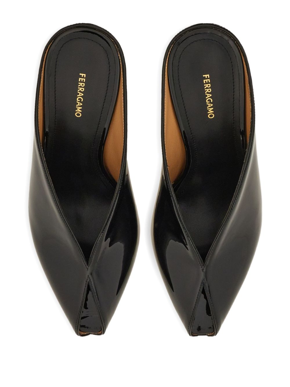 Glossy Wedge Mules With Pointed Toe