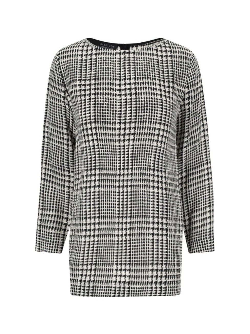 Houndstooth Midi Dress – White