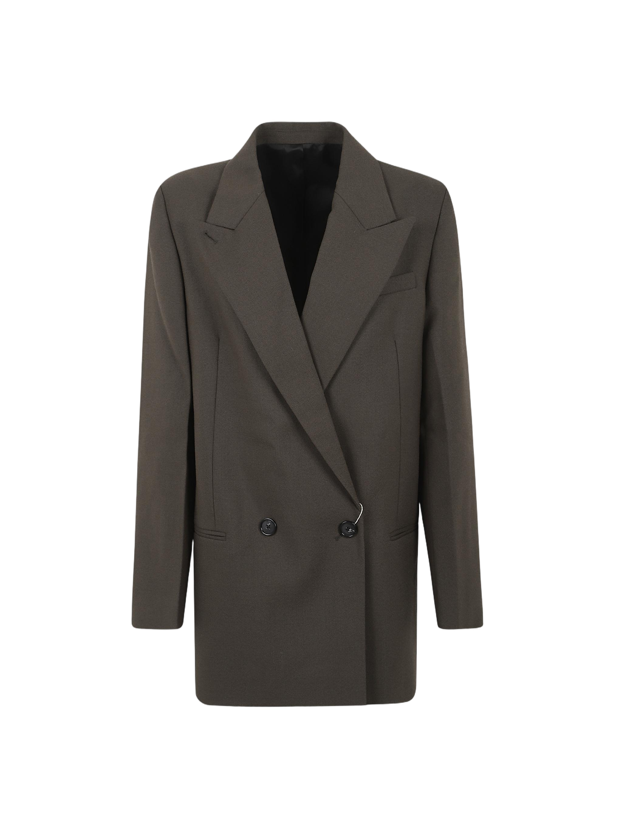 Tailored Green Wool Blend Shield Blazer
