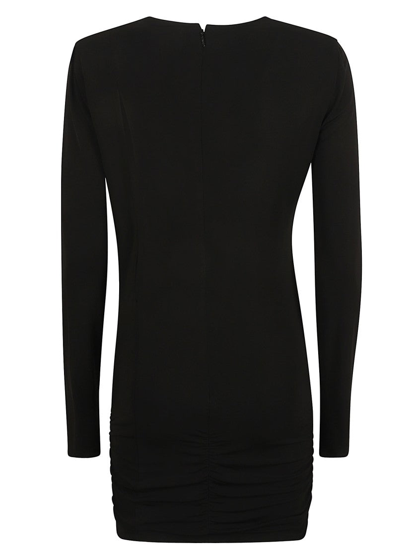 Fitted Black Dress With Subtle Draping