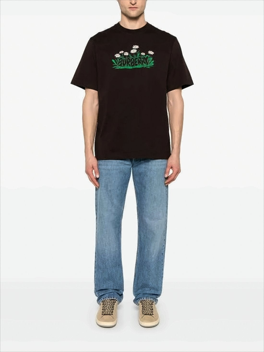 Short-Sleeved T-Shirt with Graphic Foliage Design
