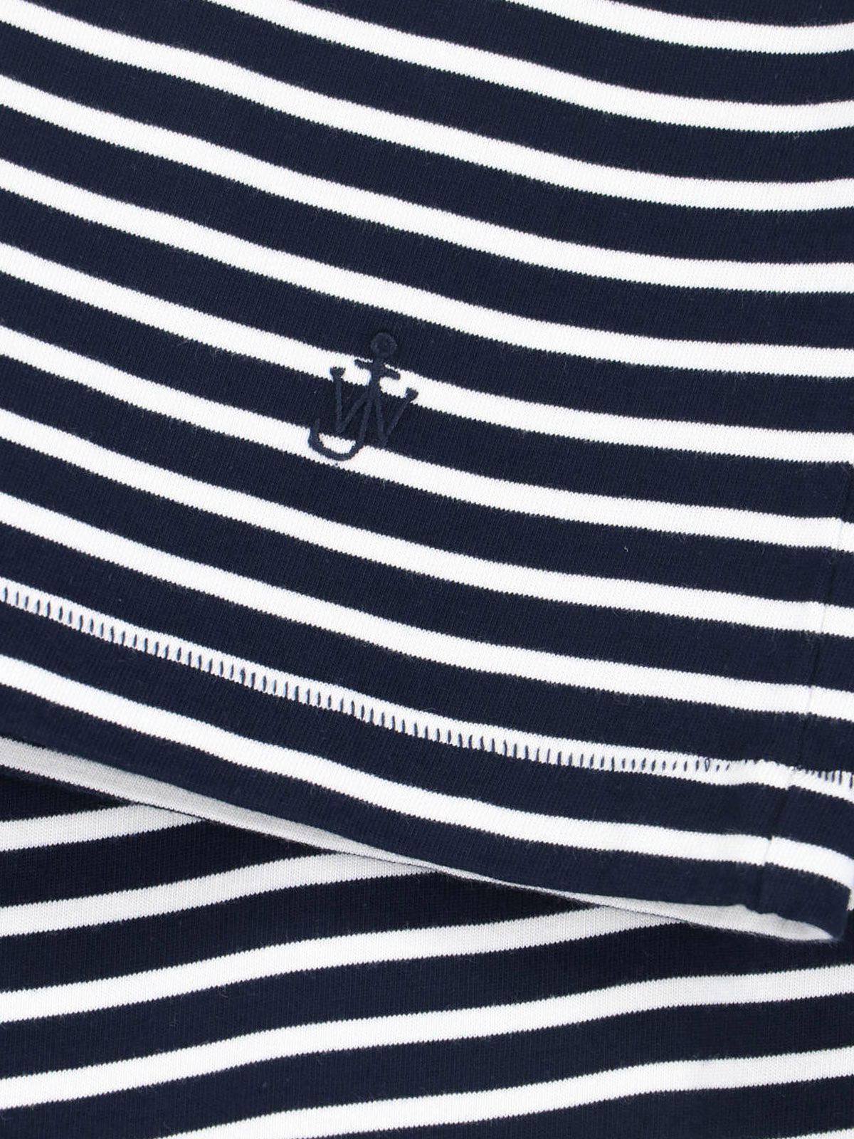 Blue Striped Knotted Sleeve Cotton T-Shirt