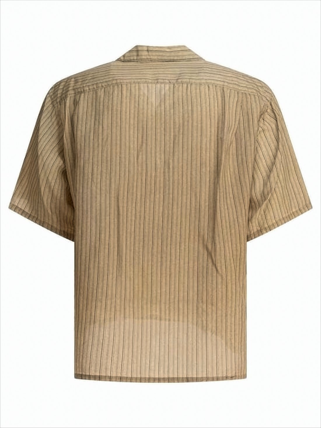 Beige and Brown Striped Short-Sleeve Shirt