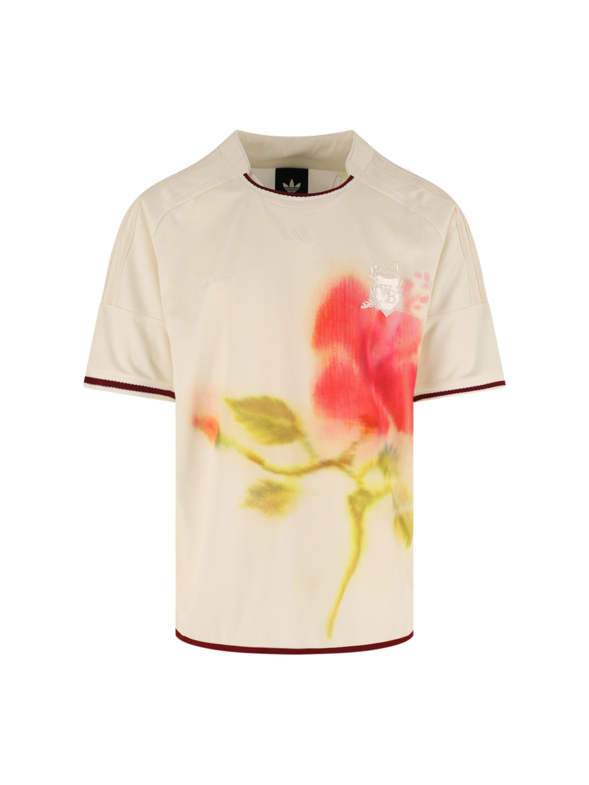 Cream Blurred Floral Print Crest Top